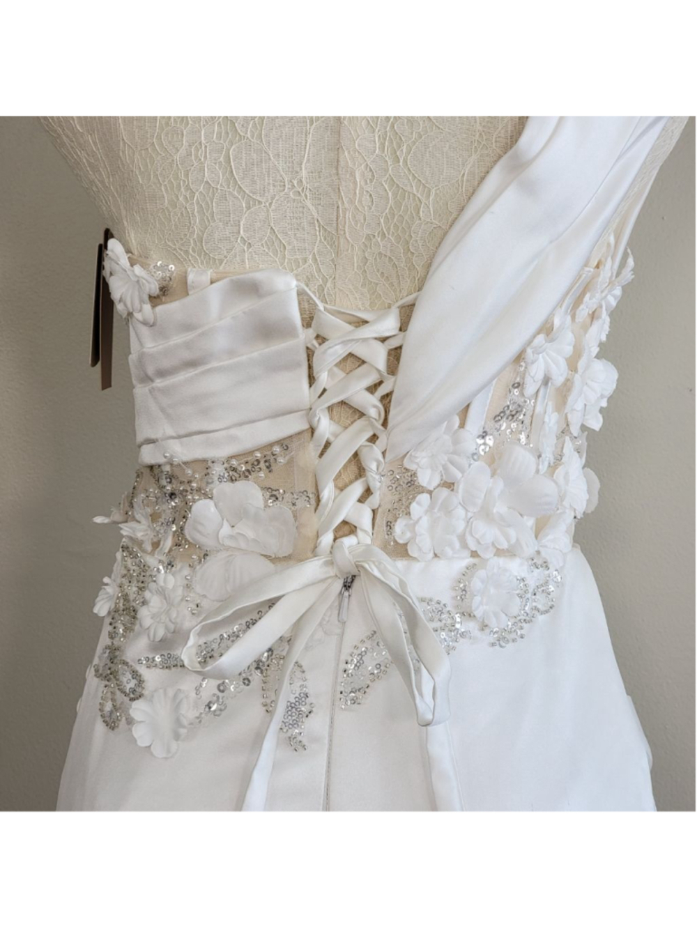 NEW Missacc One Shoulder Illusion Corset 3D Floral Sequin Beaded Wedding Dress 2 - Picture 14 of 16
